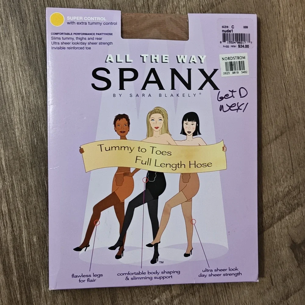 Spanx All The Way Pantyhose Women Size C Nude1 Super Tummy Control Sheer Hosiery